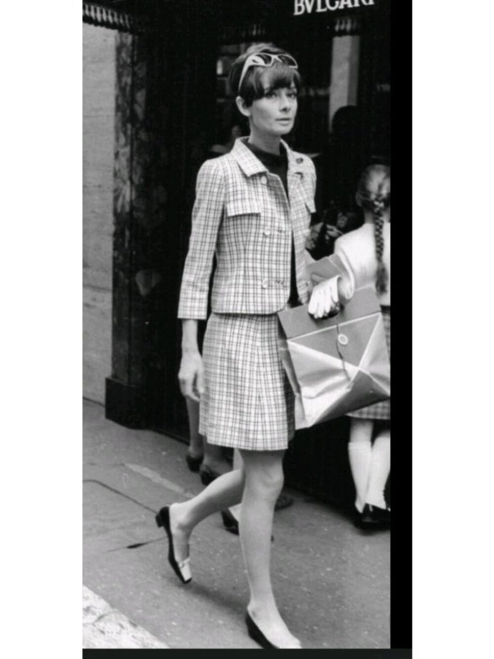 Vtg Classic Talbots Houndstooth Black & White Checker Wool Blazer & Skirt Sz 8P - Picture 2 of 16